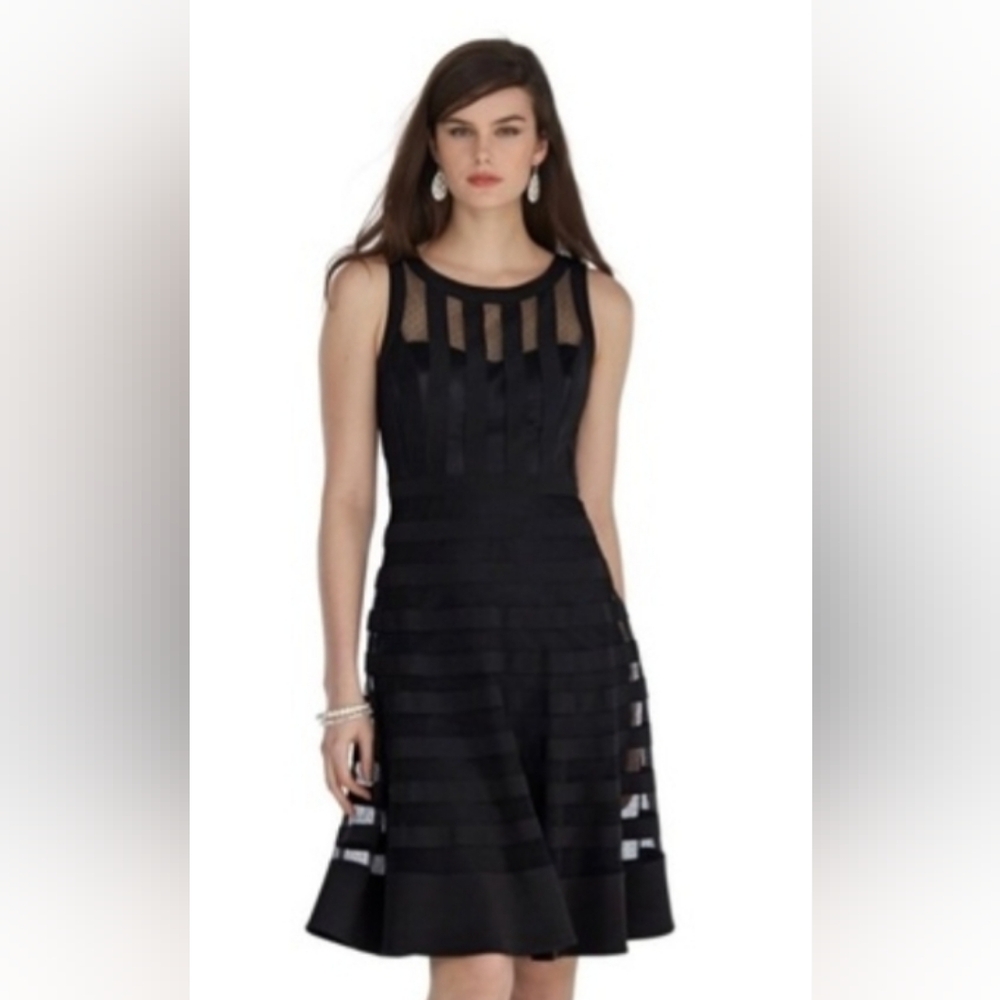 NYE Party Dress! White House Black Market Striped Black Mini Dress